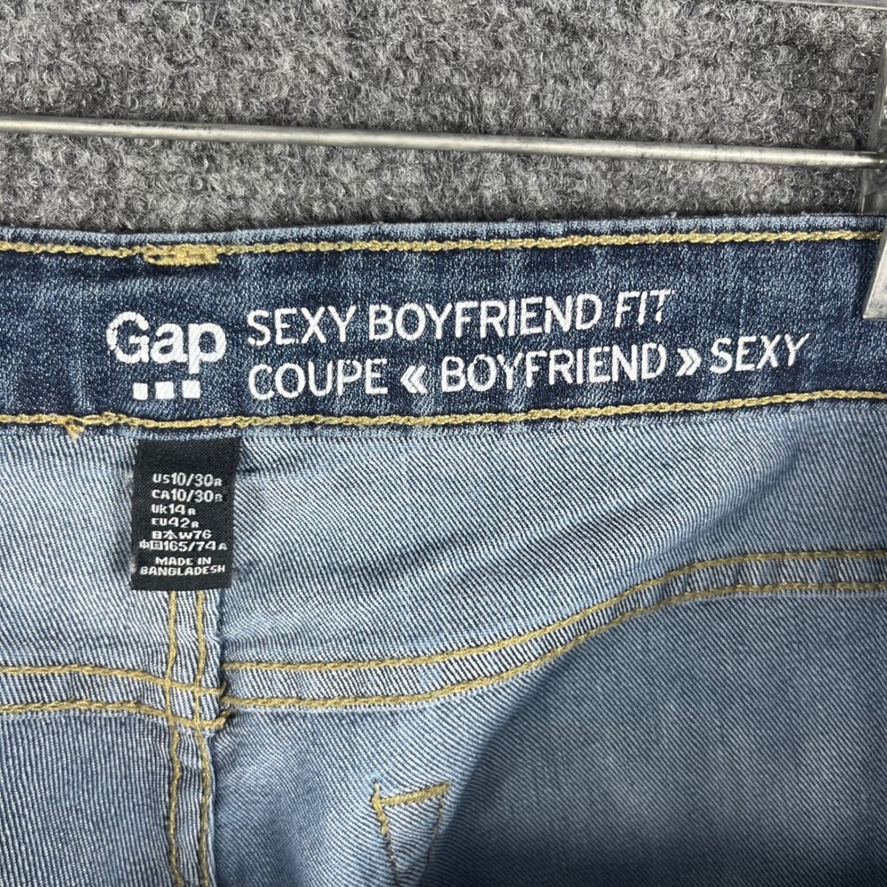 Gap Sexy Boyfriend Fit Jeans Womens 10/30R Blue Medium Wash Cuffed Denim Pants - Picture 3 of 9